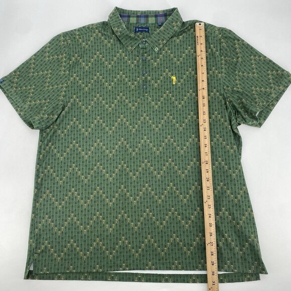 William Murray Mens Size XXL Green Golf Polo Beer Mug Print Performance Stretch - Picture 12 of 16